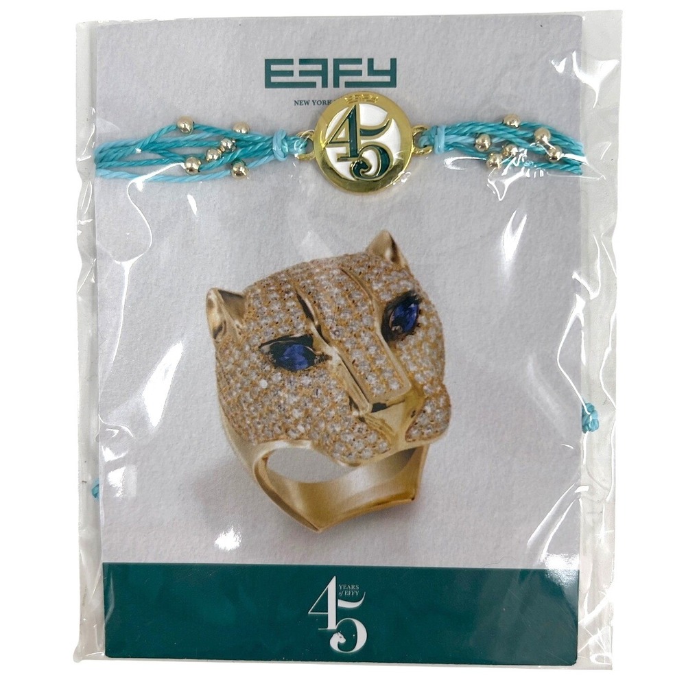 NEW Effy Womens 45th Anniversary Bracelet Turquoise‎ Gold Tone Cord Sealed